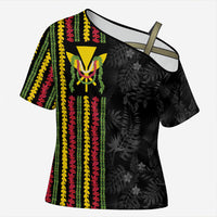 Hawaii Lei Kanaka Maoli Flag Cross Shoulder Shirt Tropical Vibes