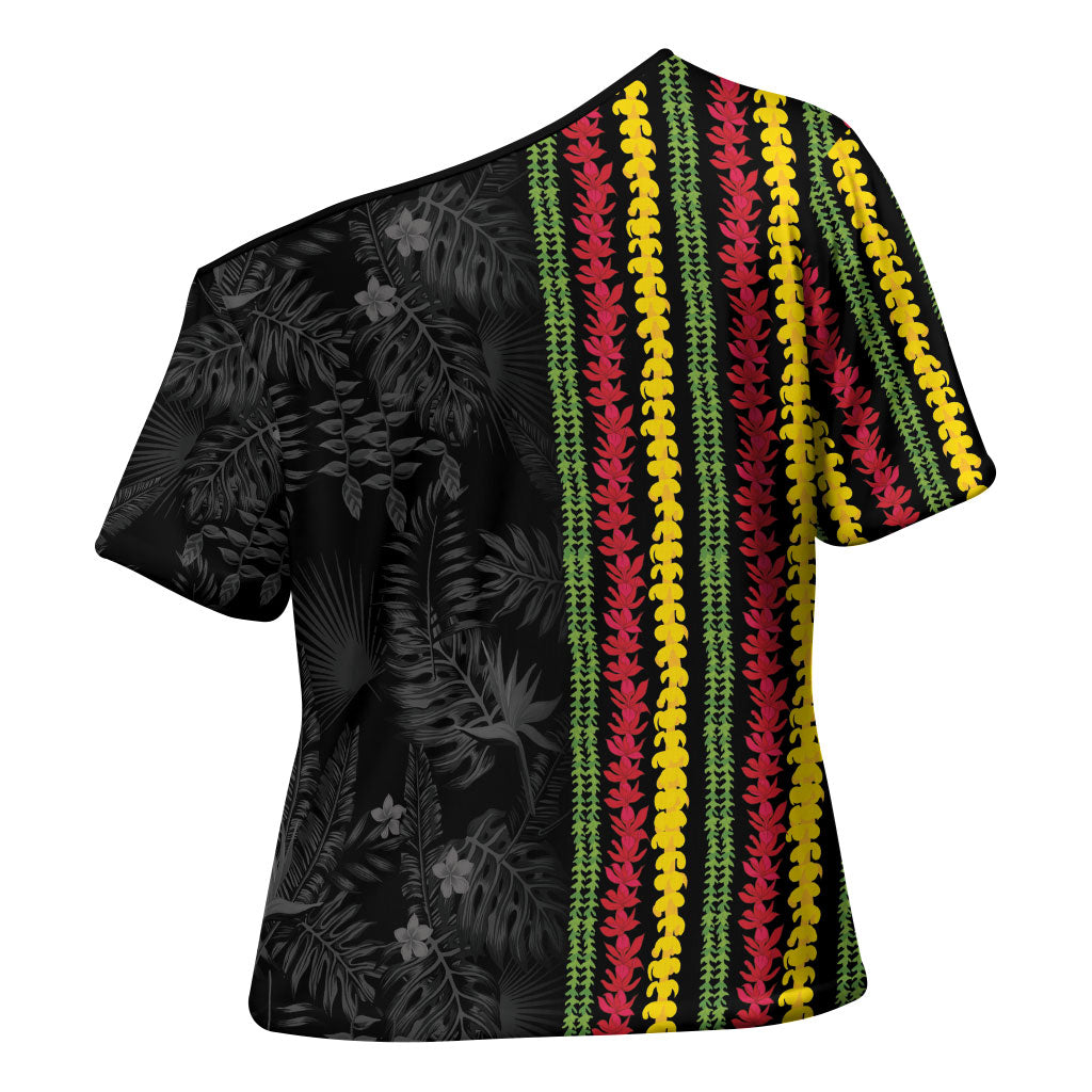 Hawaii Lei Kanaka Maoli Flag Cross Shoulder Shirt Tropical Vibes