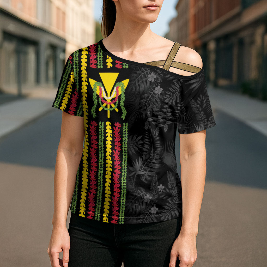 Hawaii Lei Kanaka Maoli Flag Cross Shoulder Shirt Tropical Vibes