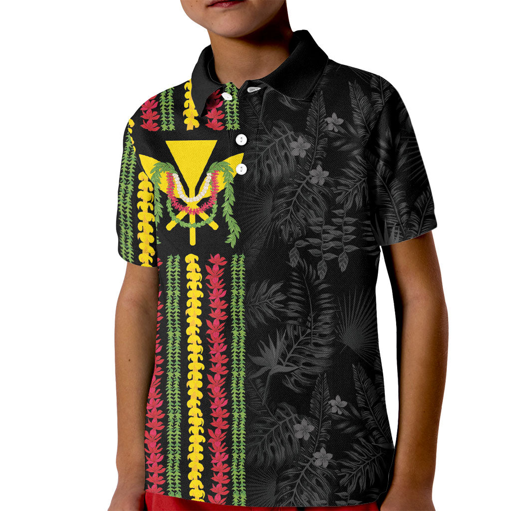 Hawaii Lei Kanaka Maoli Flag Kid Polo Shirt Tropical Vibes