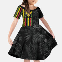 Hawaii Lei Kanaka Maoli Flag Kid Short Sleeve Dress Tropical Vibes