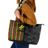 Hawaii Lei Kanaka Maoli Flag Leather Tote Bag Tropical Vibes