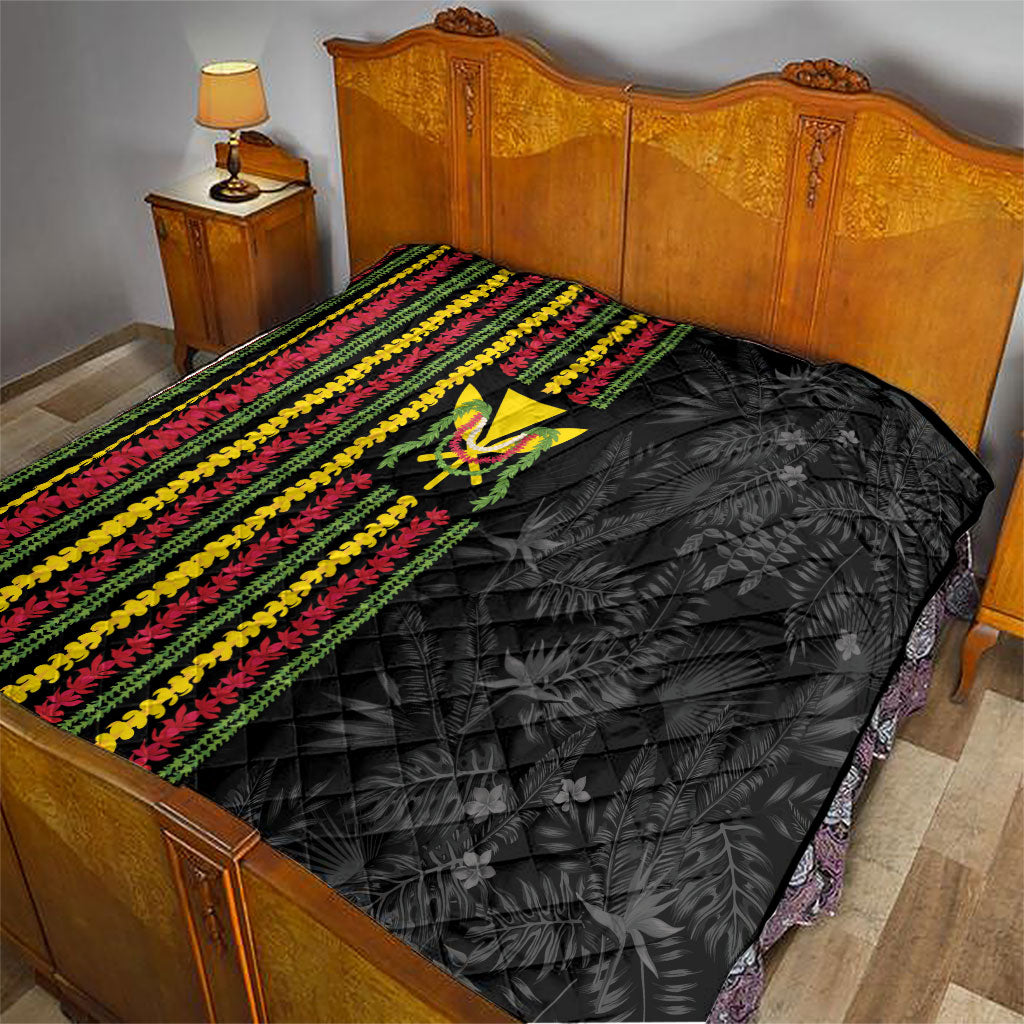 Hawaii Lei Kanaka Maoli Flag Quilt Tropical Vibes