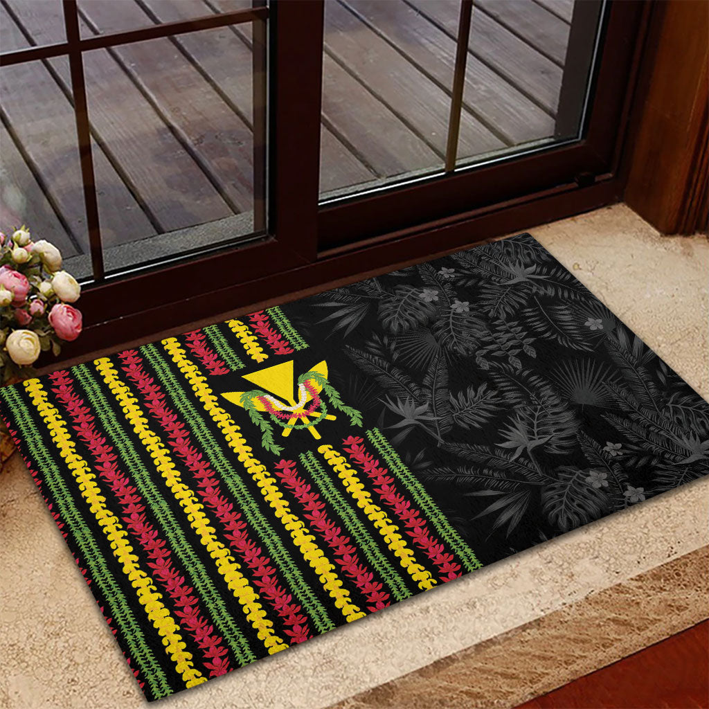 Hawaii Lei Kanaka Maoli Flag Rubber Doormat Tropical Vibes