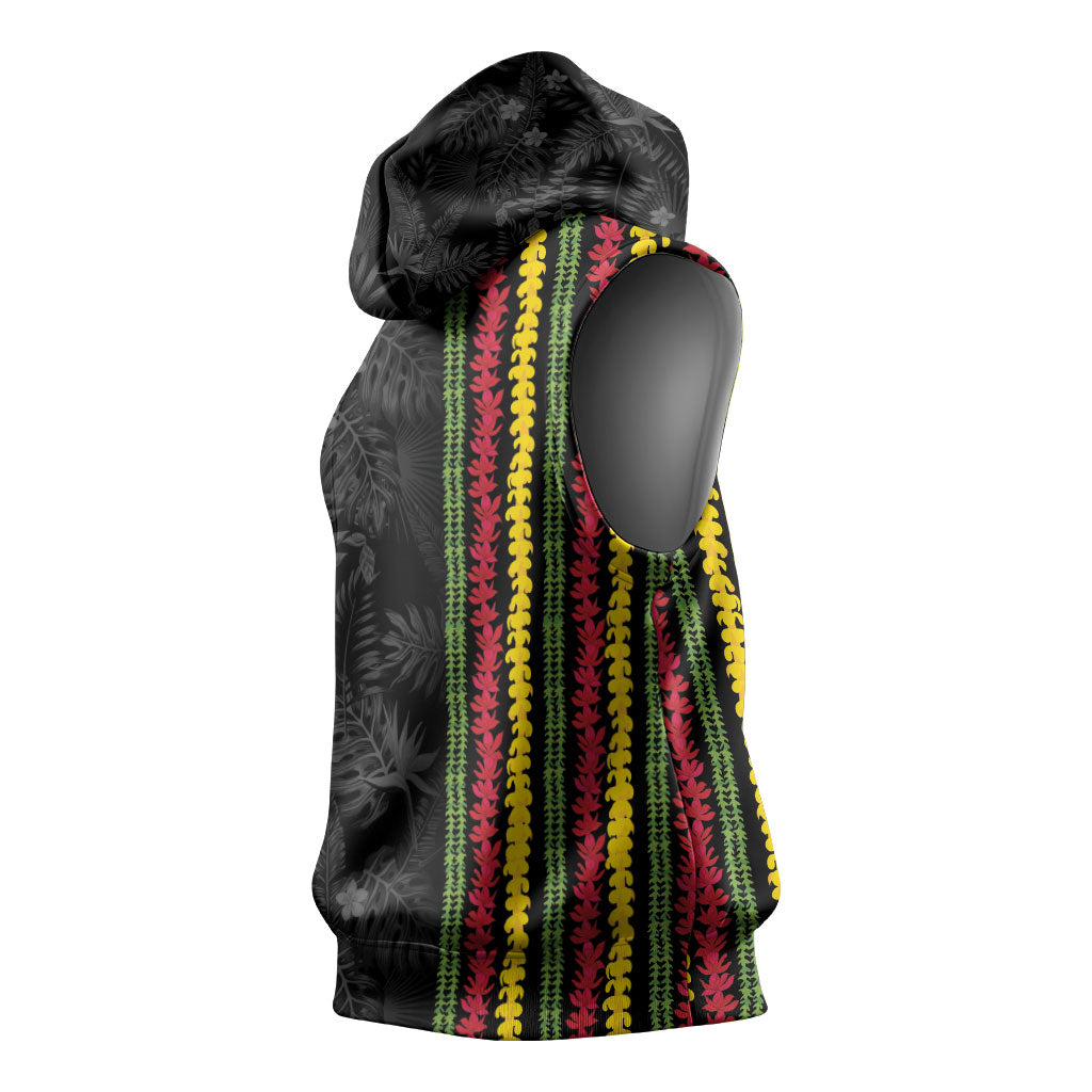 Hawaii Lei Kanaka Maoli Flag Sleeveless Hoodie Tropical Vibes
