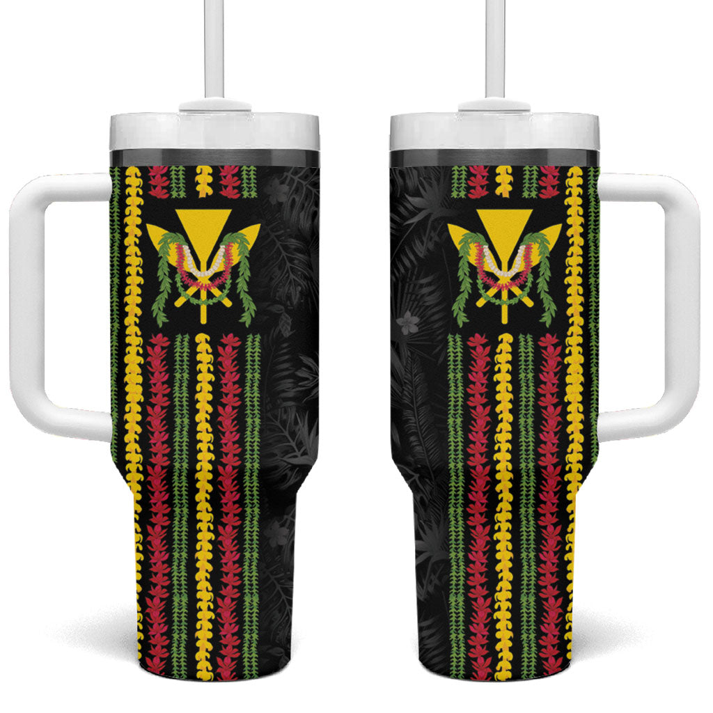 Hawaii Lei Kanaka Maoli Flag Tumbler With Handle Tropical Vibes