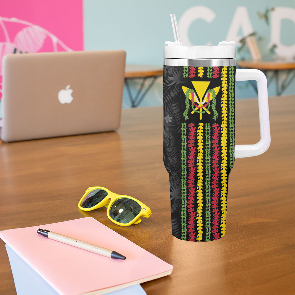 Hawaii Lei Kanaka Maoli Flag Tumbler With Handle Tropical Vibes