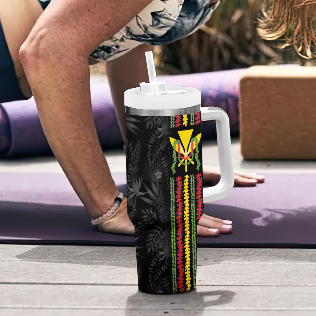 Hawaii Lei Kanaka Maoli Flag Tumbler With Handle Tropical Vibes