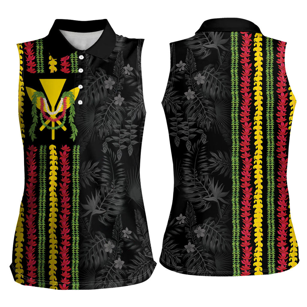 Hawaii Lei Kanaka Maoli Flag Women Sleeveless Polo Shirt Tropical Vibes
