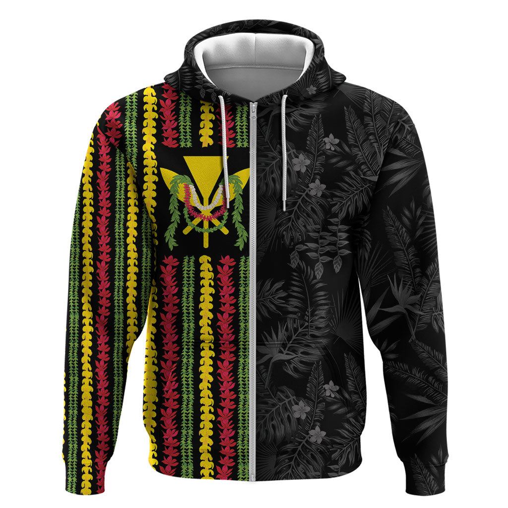 Hawaii Lei Kanaka Maoli Flag Zip Hoodie Tropical Vibes