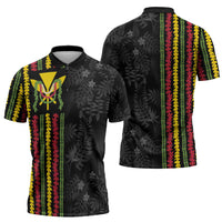 Hawaii Lei Kanaka Maoli Flag Zipper Polo Shirt Tropical Vibes