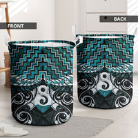 New Zealand Maori Laundry Basket Poutama Pikorua - Single Twist Paua Shell