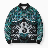 New Zealand Maori Bomber Puffer Jacket Poutama Pikorua - Single Twist Paua Shell