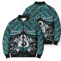 New Zealand Maori Bomber Puffer Jacket Poutama Pikorua - Single Twist Paua Shell