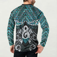 New Zealand Maori Button Sweatshirt Poutama Pikorua - Single Twist Paua Shell