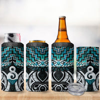 New Zealand Maori 4 in 1 Can Cooler Tumbler Poutama Pikorua - Single Twist Paua Shell