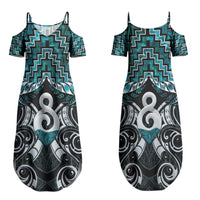 New Zealand Maori Couples Matching Summer Maxi Dress and Hawaiian Shirt Poutama Pikorua - Single Twist Paua Shell