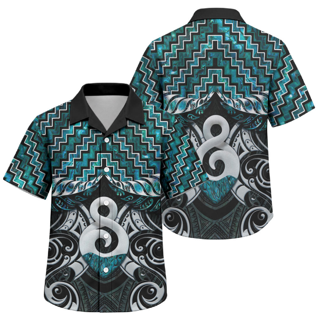 New Zealand Maori Family Matching Long Sleeve Bodycon Dress and Hawaiian Shirt Poutama Pikorua - Single Twist Paua Shell