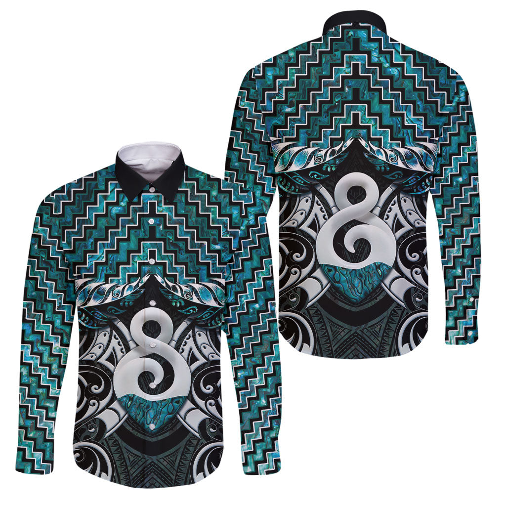 New Zealand Maori Family Matching Off Shoulder Short Dress and Hawaiian Shirt Poutama Pikorua - Single Twist Paua Shell
