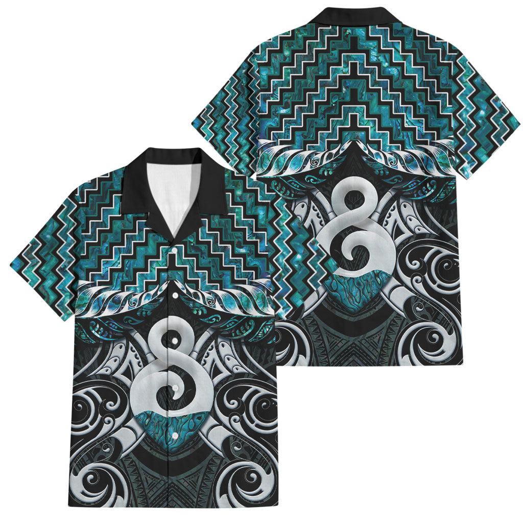 New Zealand Maori Family Matching Tank Maxi Dress and Hawaiian Shirt Poutama Pikorua - Single Twist Paua Shell