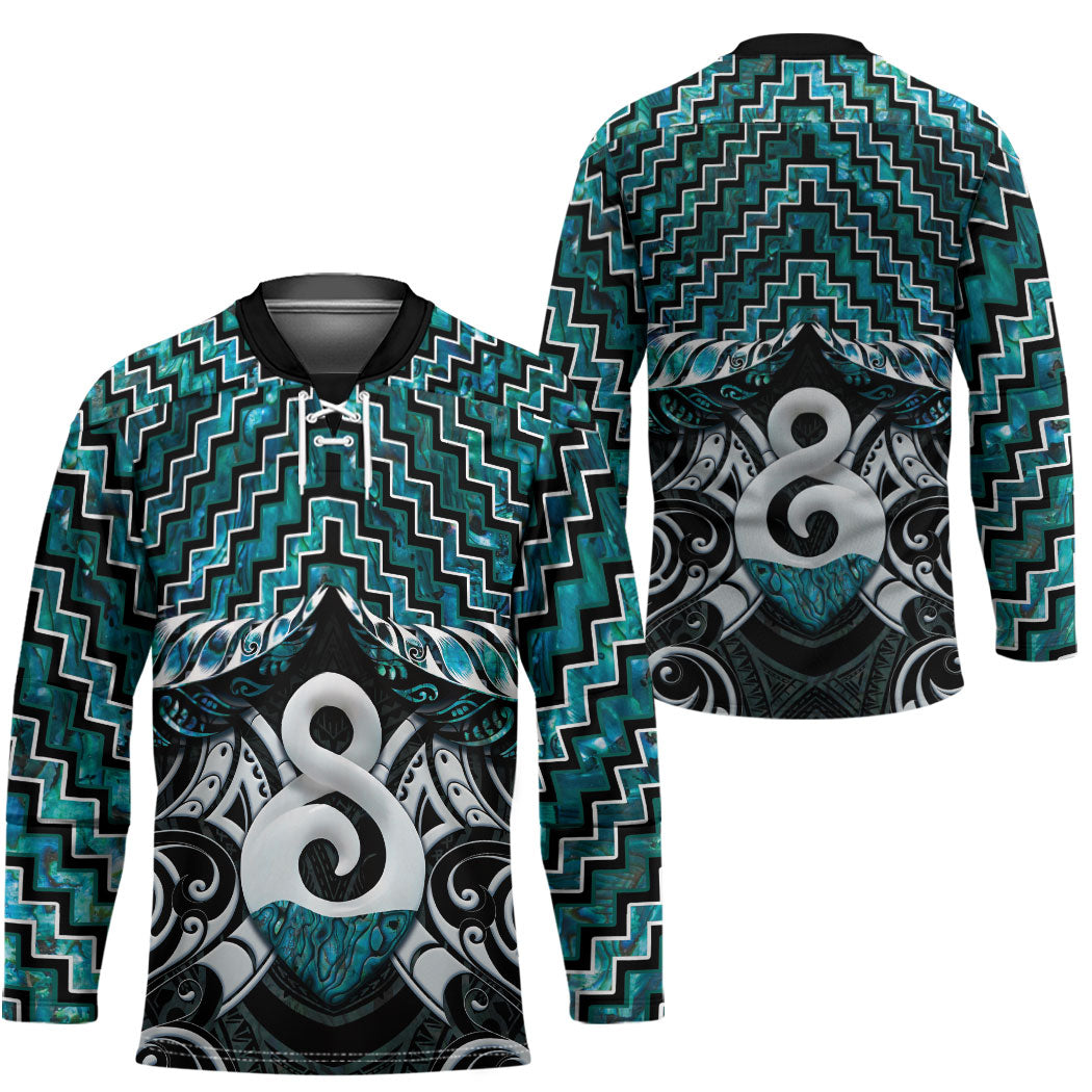 New Zealand Maori Hockey Jersey Poutama Pikorua - Single Twist Paua Shell