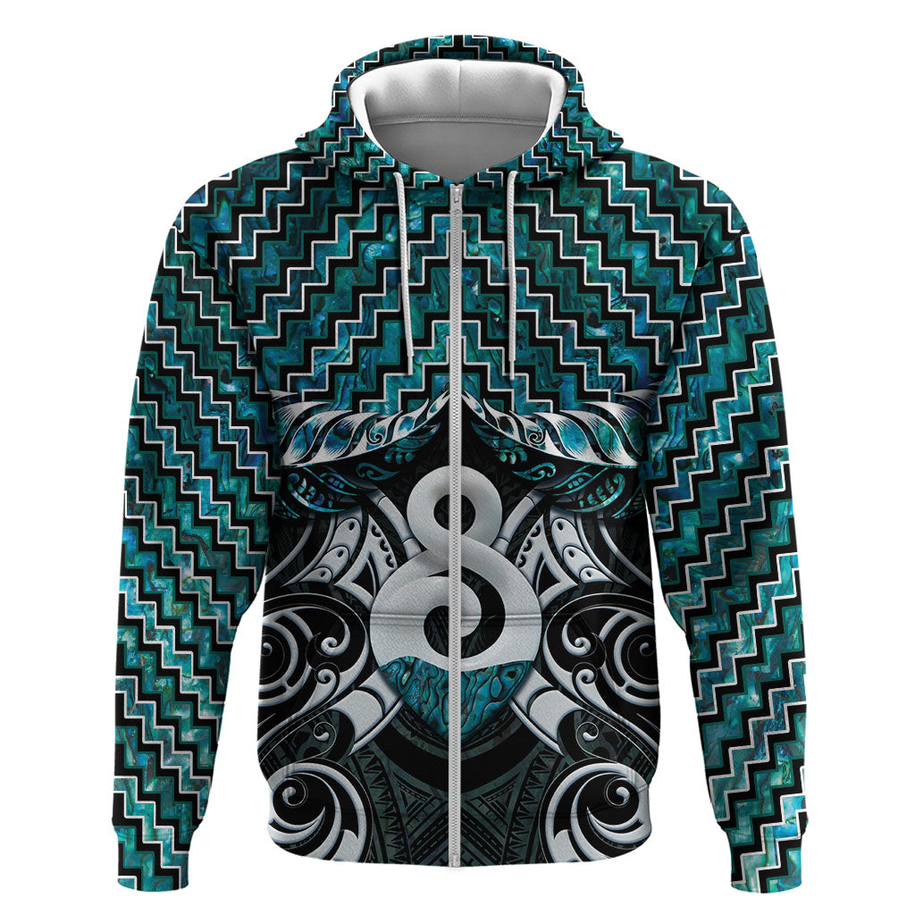 New Zealand Maori Hoodie Poutama Pikorua - Single Twist Paua Shell