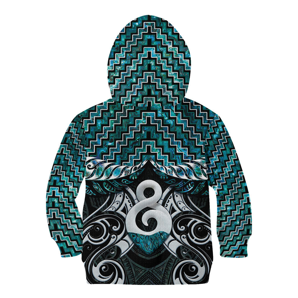 New Zealand Maori Kid Hoodie Poutama Pikorua - Single Twist Paua Shell