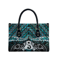 New Zealand Maori Leather Bag Poutama Pikorua - Single Twist Paua Shell