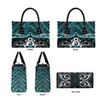 New Zealand Maori Leather Bag Poutama Pikorua - Single Twist Paua Shell