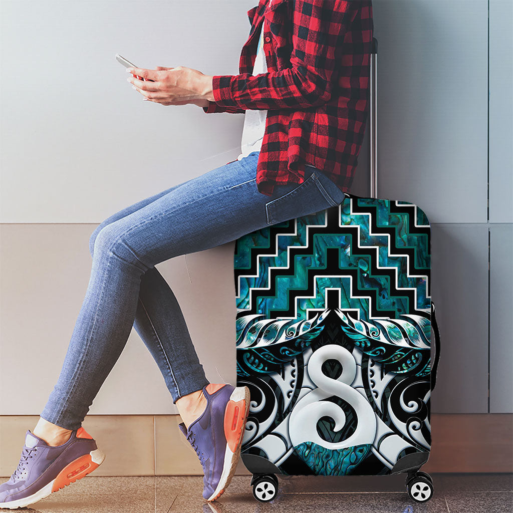 New Zealand Maori Luggage Cover Poutama Pikorua - Single Twist Paua Shell