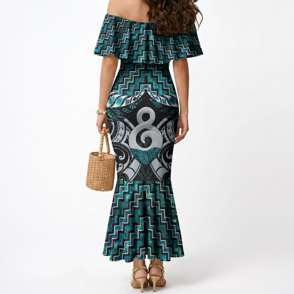 New Zealand Maori Mermaid Dress Poutama Pikorua - Single Twist Paua Shell
