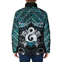New Zealand Maori Padded Jacket Poutama Pikorua - Single Twist Paua Shell