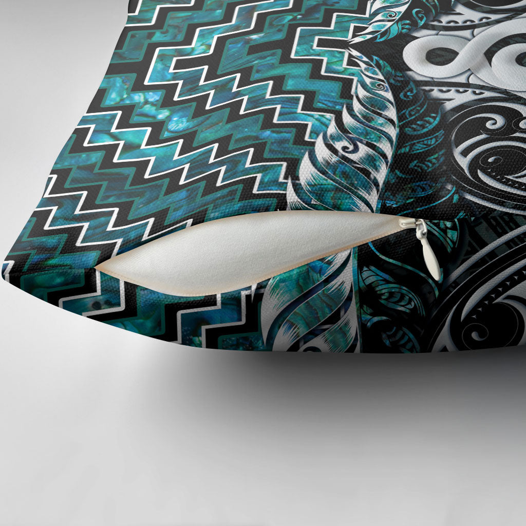New Zealand Maori Pillow Cover Poutama Pikorua - Single Twist Paua Shell
