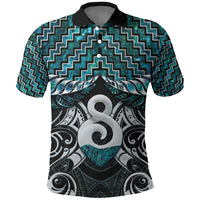 New Zealand Maori Polo Shirt Poutama Pikorua - Single Twist Paua Shell