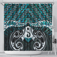 New Zealand Maori Shower Curtain Poutama Pikorua - Single Twist Paua Shell