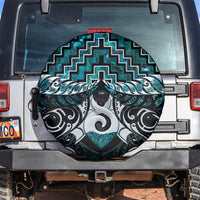 New Zealand Maori Spare Tire Cover Poutama Pikorua - Single Twist Paua Shell