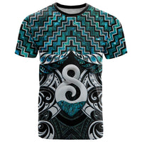 New Zealand Maori T Shirt Poutama Pikorua - Single Twist Paua Shell