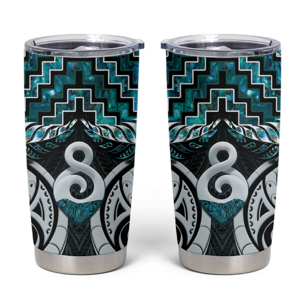 New Zealand Maori Tumbler Cup Poutama Pikorua - Single Twist Paua Shell