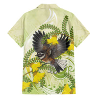New Zealand Piwakawaka Fantail Bird Family Matching Tank Maxi Dress and Hawaiian Shirt With Kowhai Flowers LT05 - Polynesian Pride