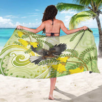 New Zealand Piwakawaka Fantail Bird Sarong With Kowhai Flowers