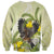 New Zealand Piwakawaka Fantail Bird Sweatshirt With Kowhai Flowers