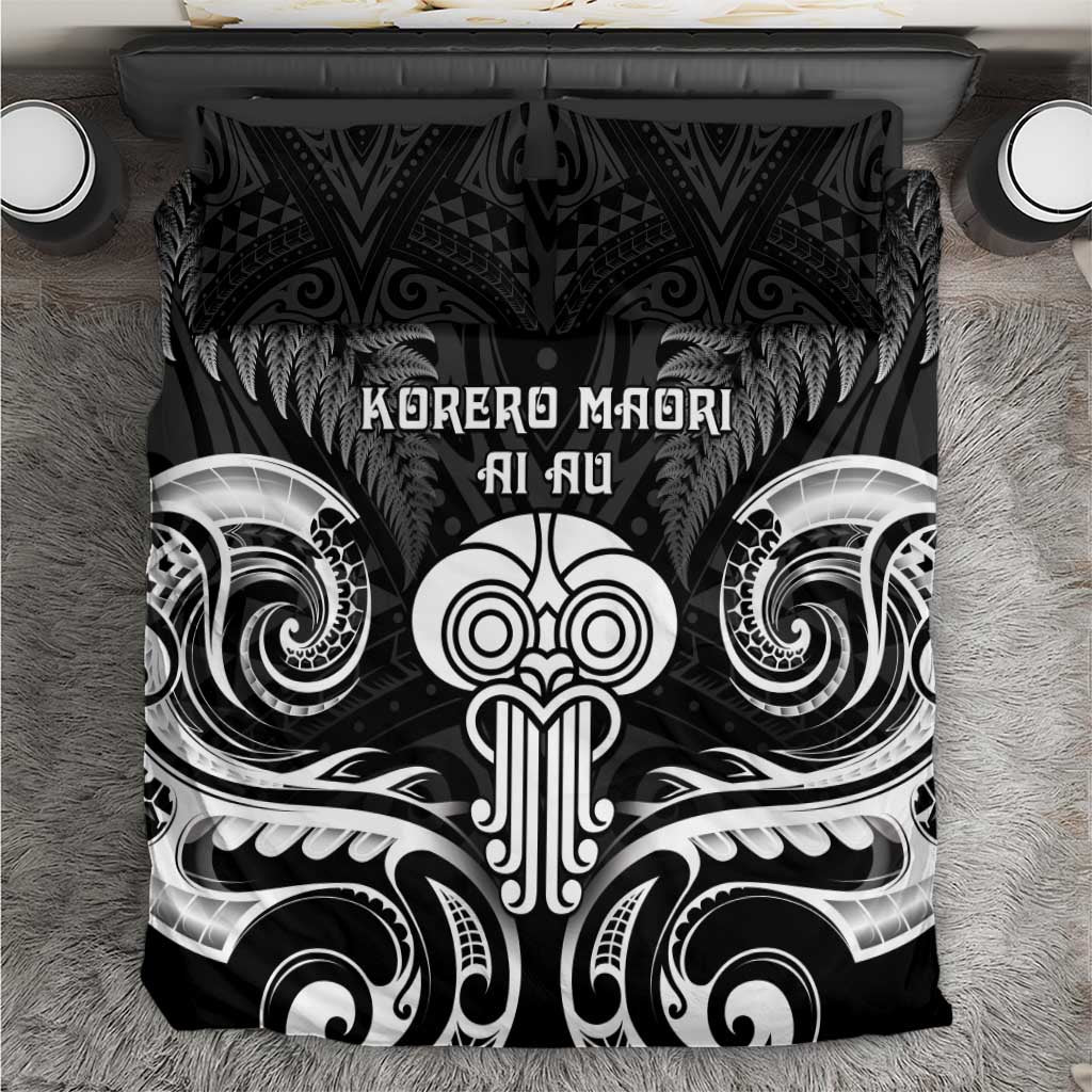New Zealand Te Reo Maori Bedding Set Korero Maori Ai Au LT05 Black - Polynesian Pride