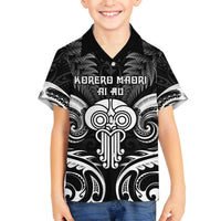 New Zealand Te Reo Maori Family Matching Off The Shoulder Long Sleeve Dress and Hawaiian Shirt Korero Maori Ai Au LT05 Son's Shirt Black - Polynesian Pride
