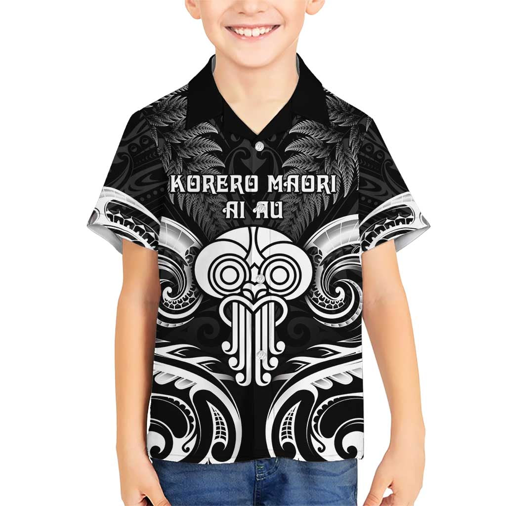 New Zealand Te Reo Maori Family Matching Short Sleeve Bodycon Dress and Hawaiian Shirt Korero Maori Ai Au LT05 Son's Shirt Black - Polynesian Pride