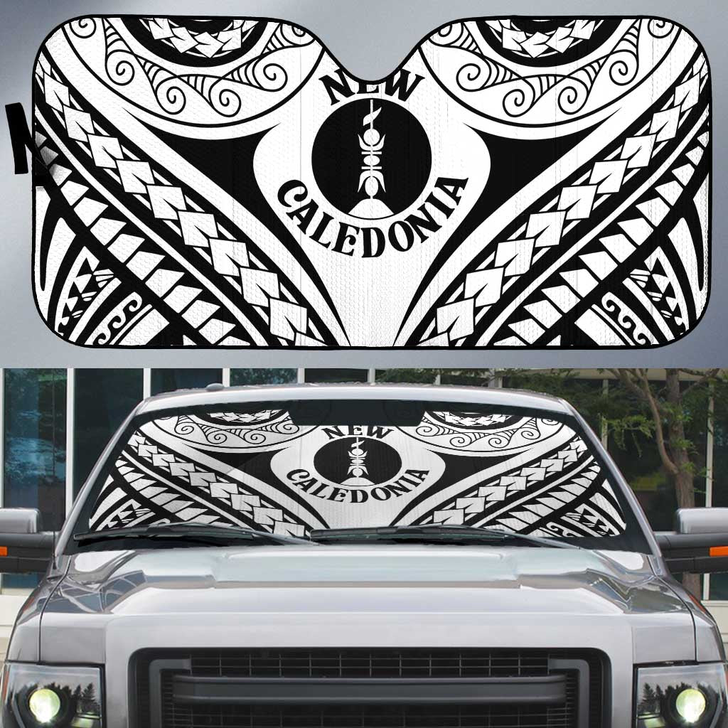 New Caledonia Day Auto Sun Shade Polynesian Curves White Color - Polynesian Pride