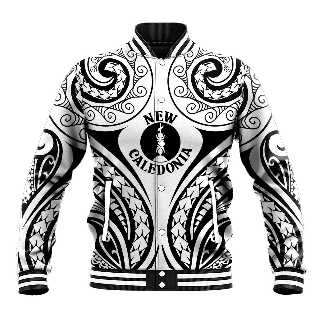 New Caledonia Day Baseball Jacket Polynesian Curves White Color LT05 Unisex White - Polynesian Pride