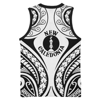 New Caledonia Day Basketball Jersey Polynesian Curves White Color LT05 - Polynesian Pride