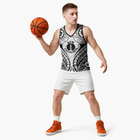 New Caledonia Day Basketball Jersey Polynesian Curves White Color LT05 - Polynesian Pride