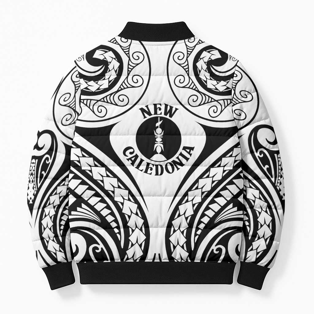 New Caledonia Day Bomber Puffer Jacket Polynesian Curves White Color LT05 - Polynesian Pride