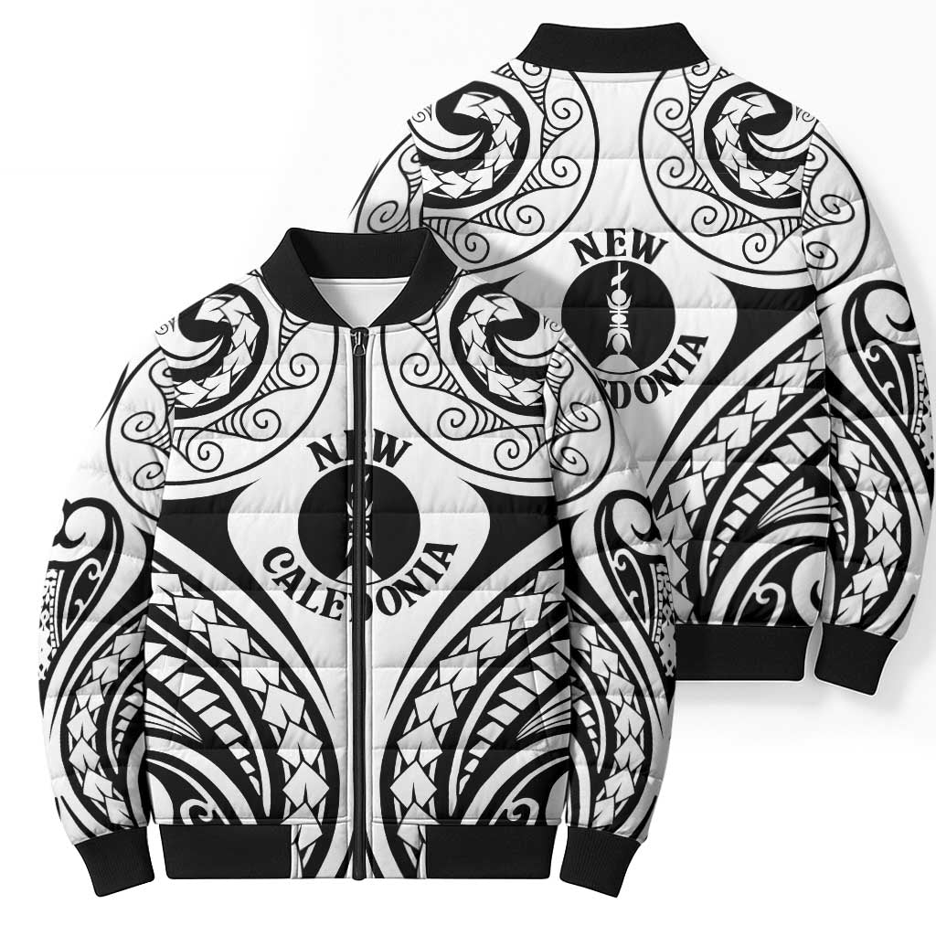 New Caledonia Day Bomber Puffer Jacket Polynesian Curves White Color LT05 - Polynesian Pride